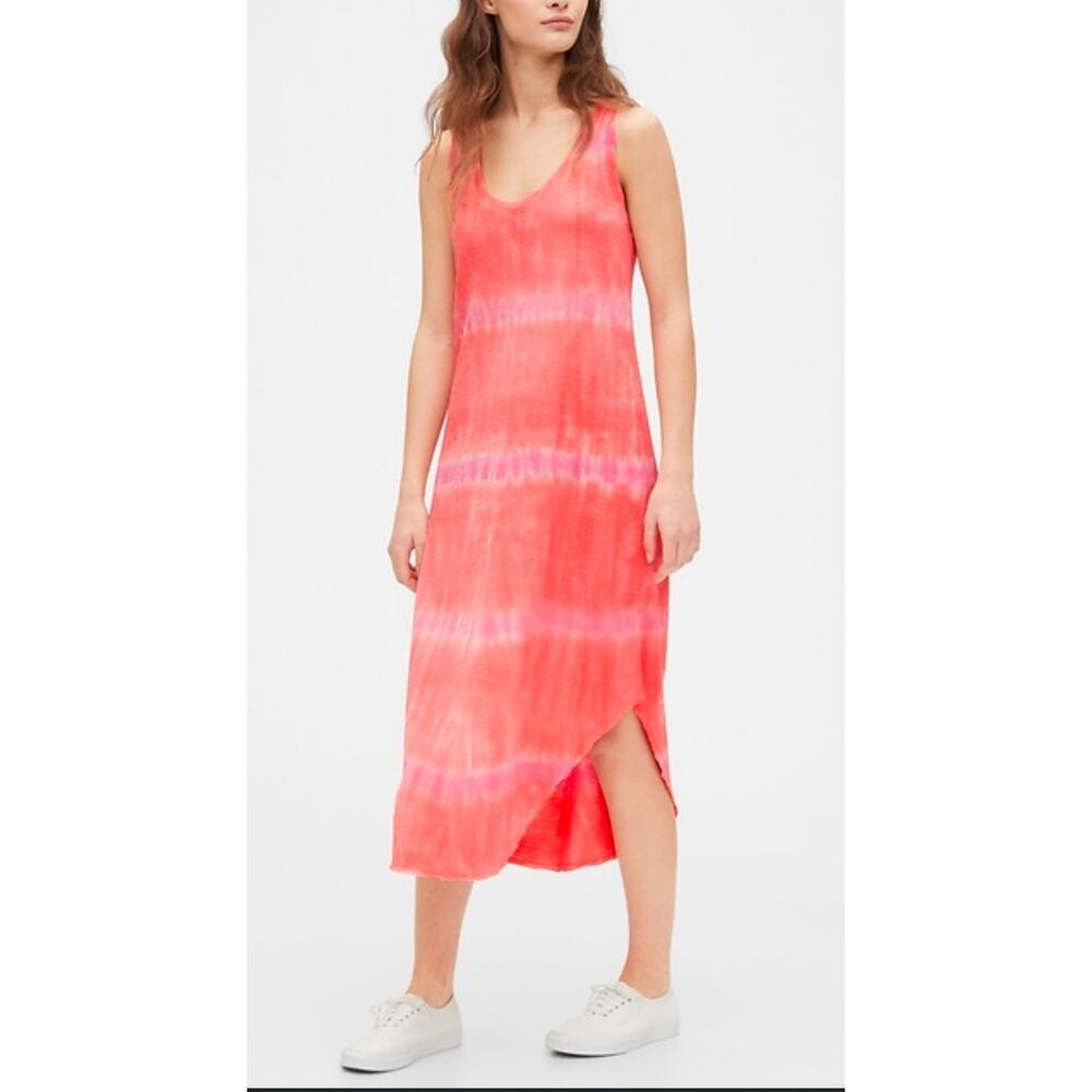 Gap Women's Pink Tie Dye‎ Scoop Neck Midi Sundress Medium NWT Coastal Kidcore